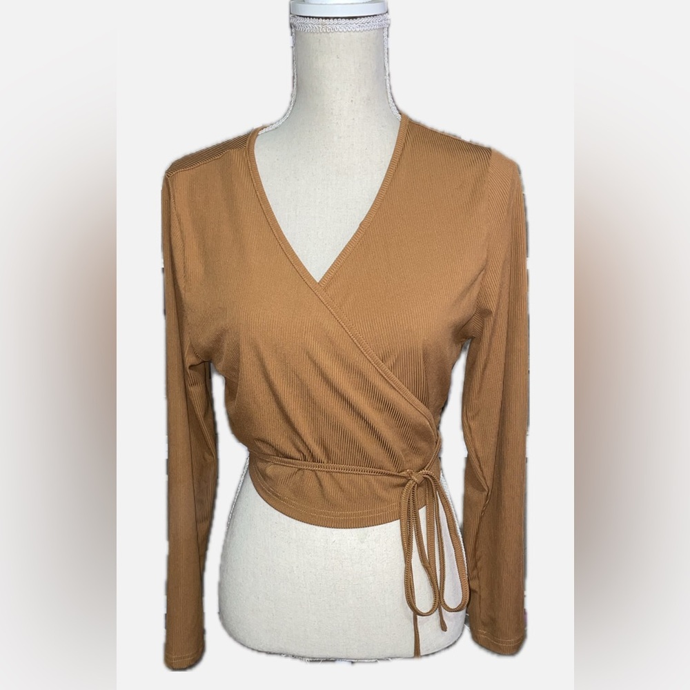 SHEIN Camel Wrap Blouse